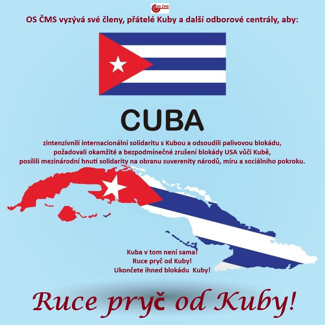  Výzva k odsouzení ekonomické blokády Kuby